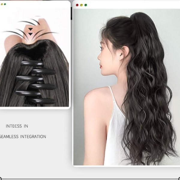 TG Lang Tjukk Krøllete Wrap Around Clip In Hestehale Hårforlengelse Pon Lys Brun one-size