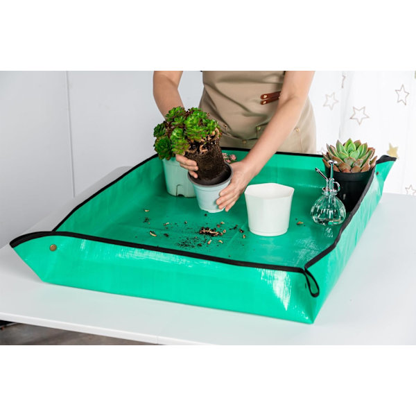 Planteringsmatta för inomhusväxter - Planteringsmatta, 2 storlekar (50cm+75cmx100cm) - Extra tjock, hållbar, vattentät - Omplanteringsmatta för suckulenter