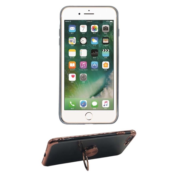 TG iPhone 7 Plus - Praktiskt Silikonskal FLOVEME med Ringhållare Roséguld