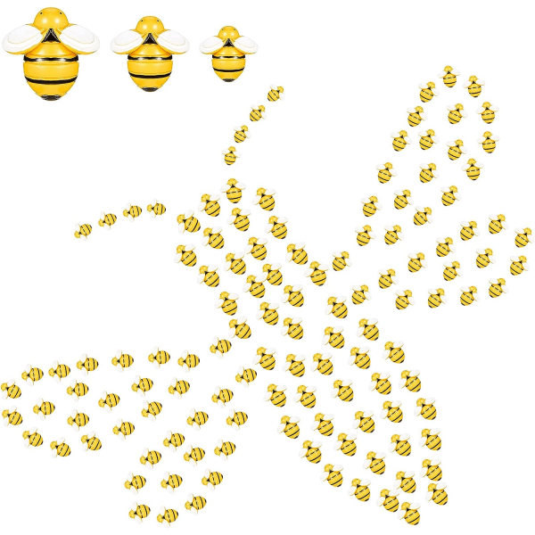 Galaxy 60 st Tiny Resin Bee Decor Biformad hantverksdekor för DIY Craft Scrapbooking, 3 storlekar