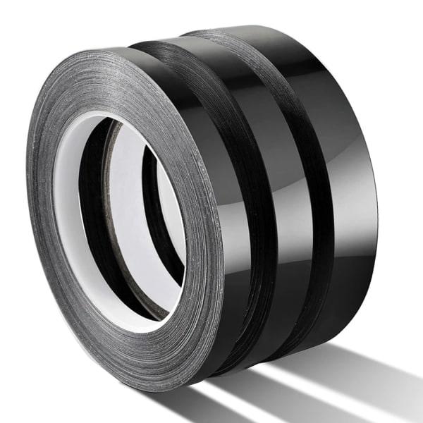 TG 3 kpl 50m*1cm itseliimautuva laatta-tarra, musta Mylar Universal Wa