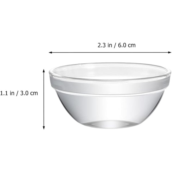 Galaxy-sett med 6 glasskåler, 2,3 x 1,1 tommers mini-forberedelseskåler, stapelbare serveringsskåler i glass for kjøkkenforberedelser