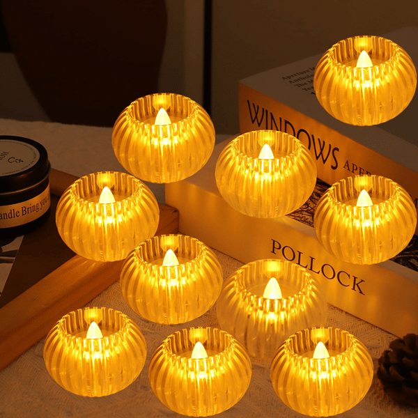 12 st Vertikala Sfäriska Elektroniska Ljus Dekorativa Halloween Pumpaljus