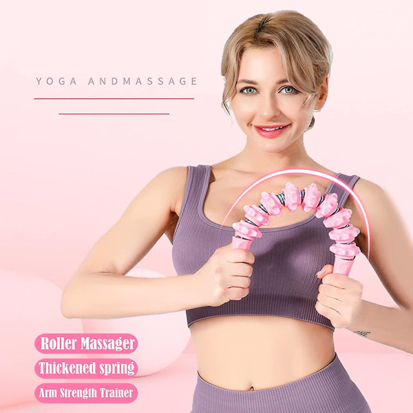 Massasjerulle for Fascia, håndholdt Deep Tissue Massasje Stick Verktøy (Rosa)