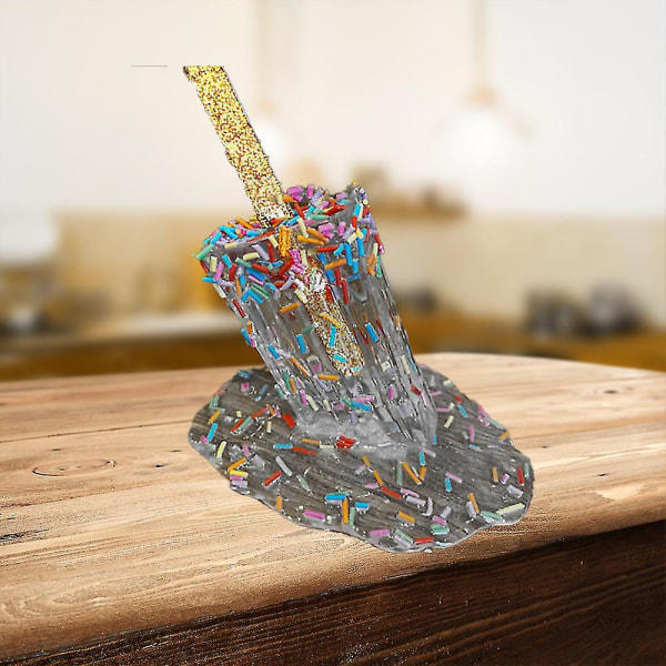 Smeltende Ispops Skulptur Krystall Lollipop Harpiks Ornament Hjem Kontor Ornament
