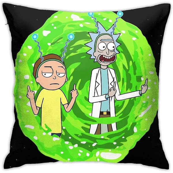 Komfortabel og holdbar Rick And Morty Putetrekk Klassisk trykk Deksel Myk Polyester Firkantet Dekorativ Putetrekk Sofa Hjem