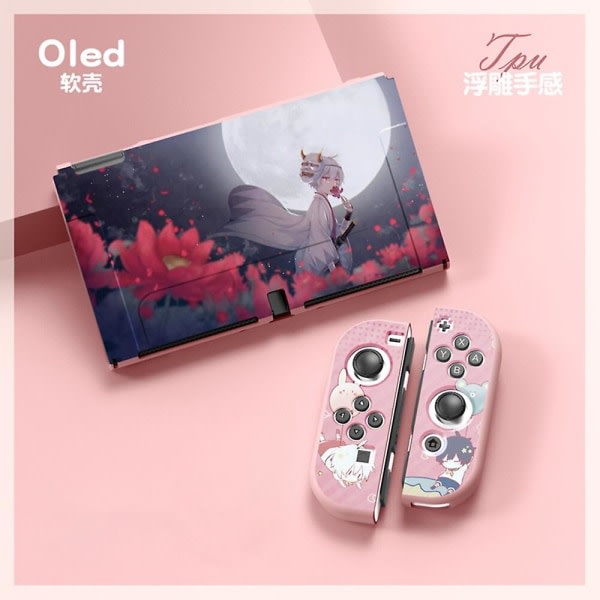 Anime för Nintendo Switch OLED-fodral Mjuk TPU Färgglad Cover Joycons Controller Spelhus för Switch OLED Tillbehör