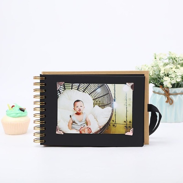 Fotoalbum 60 svarte sider Scrapbook Fotoalbum, 30 ark 20 X14 cm (svart)
