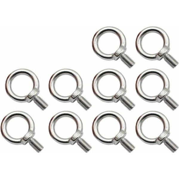 MINKUROW 10-pack Ögonskruvar Bultar M8 Rostfritt Stål Ögonskruv, Skruvar med Hylsa, Ögonskruv, 304 Rostfritt Yttergänga Ring, Rostfri