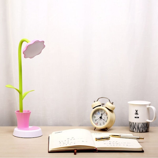 Børne Skrivebordslampe, Kreativ Genopladelig LED Skrivebordslampe Øjenbeskyttelse Touch Sensor Bordlampe Dæmpbar Sengelampe med Penneholder