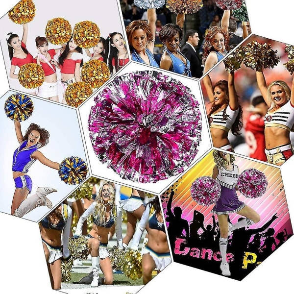 4 st metalliska folie cheerleading pom poms, premium Cheerleader-set, jublande handblommor 9,8 tum