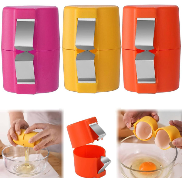 Eggeskallkutter - 3 deler - Eggedelere - Rustfritt stål - Eggeskallåpner - Eggehodekapper - Eggetopper - Eggedekapper - Eggedeler