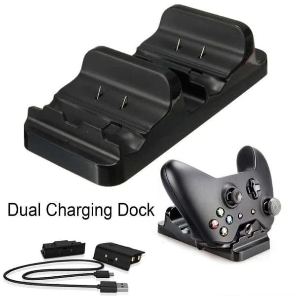 Ladestation til Xbox One til to controllere - med batterier_yux