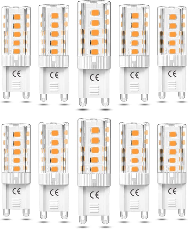 G9 LED-lampor 10-pack 3W Varmvit 3000K 50W Halogenekvivalent för kök, sovrum, bords- och golvlampor AC110/220V