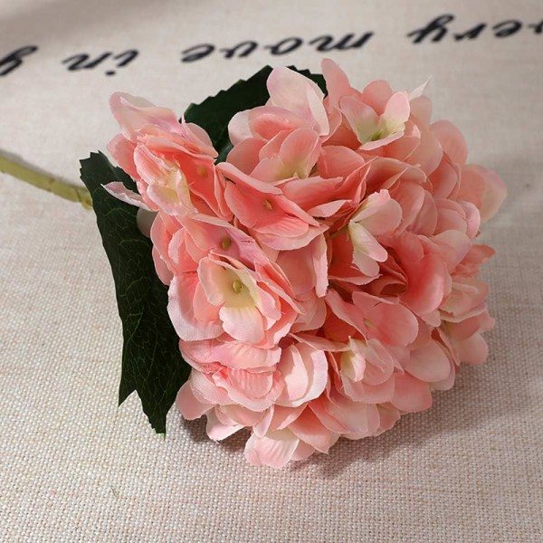 5 stk silkeshortensiahoveder med stilke, kunstige sideblomster til brudebuket, blomsterarrangementer, midtpunkter hjemindretning, rosa