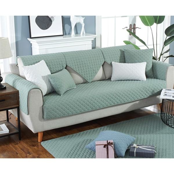 Modern och enkel vävd soffkudde i tvättad bomull, halkskyddad tygöverdrag i läderlook (rutig grön, 70*70CM)
