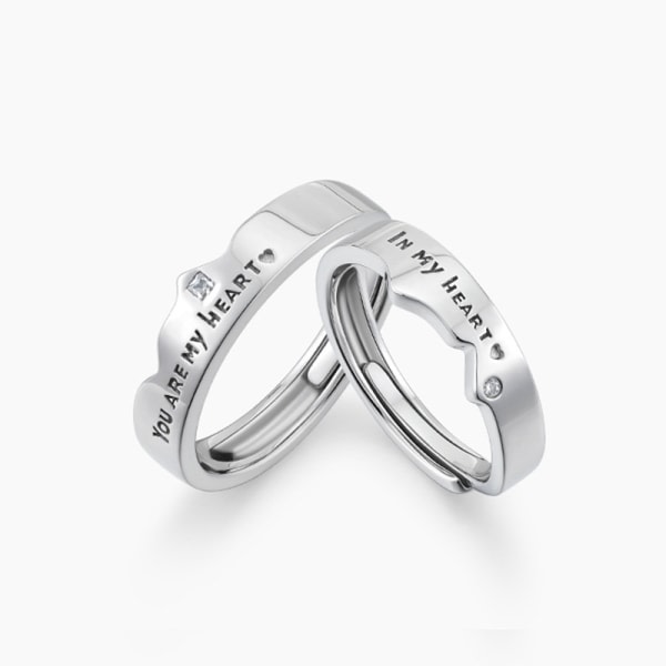 Heartbeat curve par ring s925 sterling silver män och kvinnor ett par nisch design mode enkel present