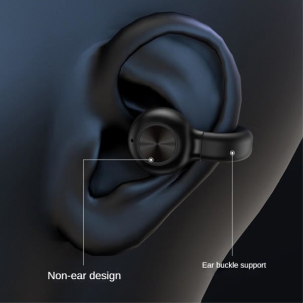 Clip-On Öra Bluetooth 5.3 headset brusreducerande trådløs hörlur Svart