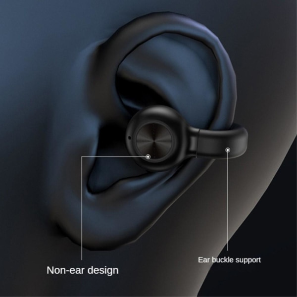 Clip-On Øre Bluetooth 5.3 Headset med støjreduktion Trådløs Høretelefon Sort
