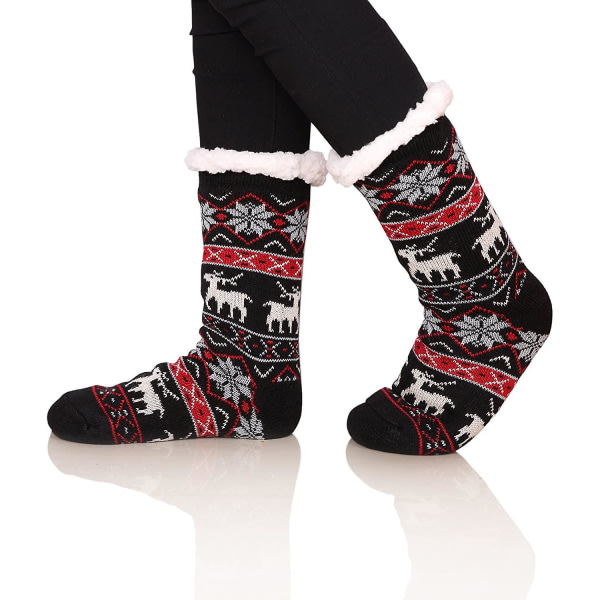 Dames Vinter Super Bløde Varme Hyggelige Fuzzy Snowflake Deer Fleeceforet