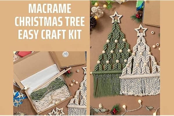 DIY-kit för julgranar, handgjorda vävda makraméjulgranar DIY-kit väggbonader-yux