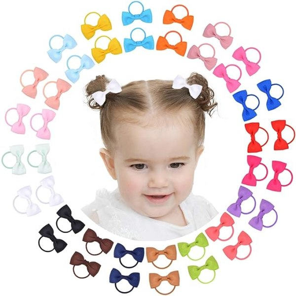 (20 stk - Assorterede Farver) Baby Piger Hårtilbehør Rosetter 2 tommer