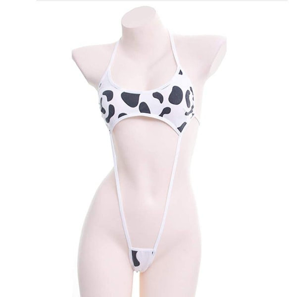 Dalmatian Milk Leopard Cosplay Kostym Anime Sexig Mini Ko Bikini Underkläder Sett (One-Piece)