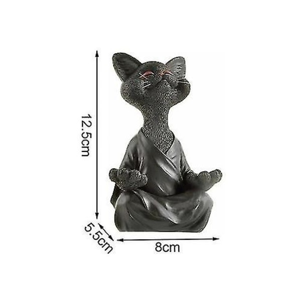 Creative Black Buddha Cat Staty Meditation Yoga Cat (svart)