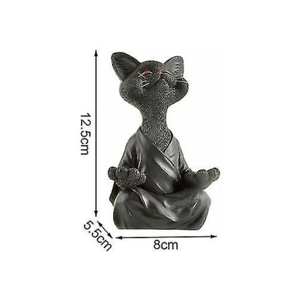 Kreativ Sort Buddha Kat Statuette Meditation Yoga Kat (sort)