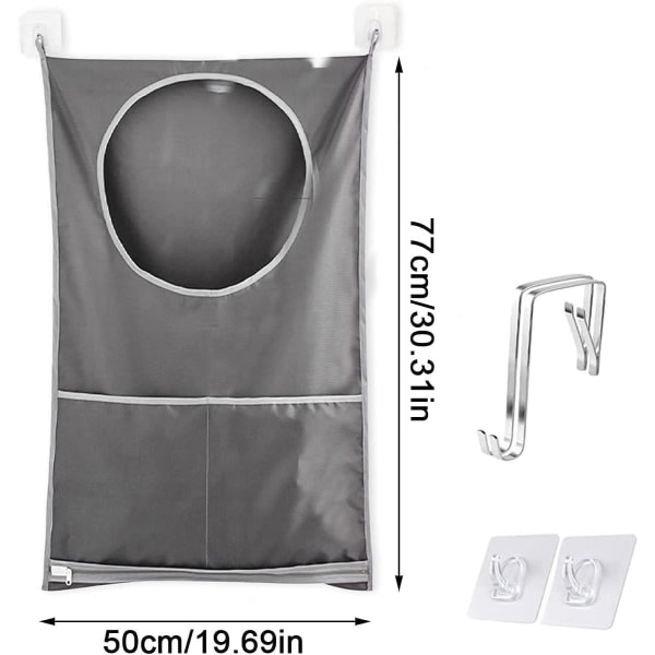 Galaxy Hängande tvättkorg, dörrtvättväska, organiseringsväska för badrum i sovrummet (mörkgrå)