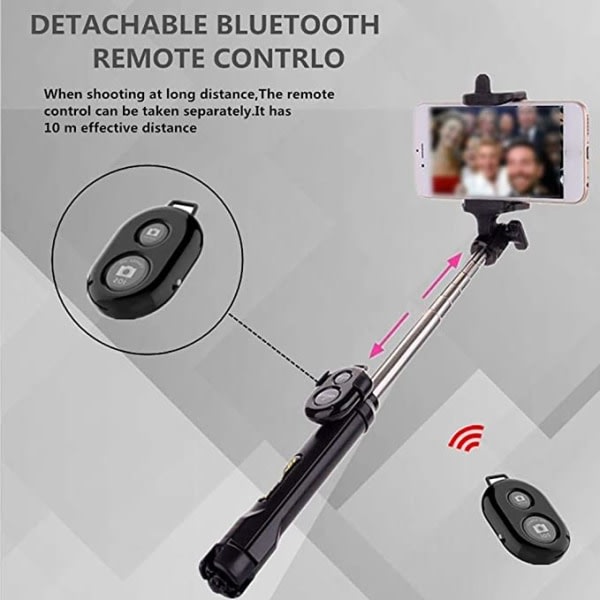 Trådløs Bluetooth Selfie Stick håndholder hopfällbar ministativ