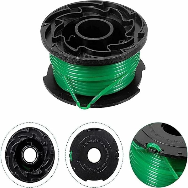 Pakke med 6 grønne trådspoler for Black & Decker GL7033 GL8033 GL9035 A6482..DEBUNS børstekutter