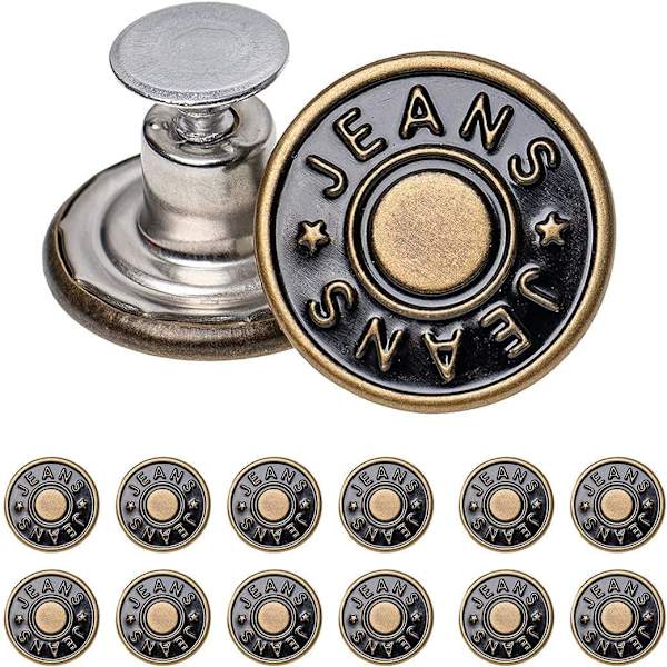 12 stk. 17 mm Syfri Udskiftningsknapper til Jeans og Håndværk #35