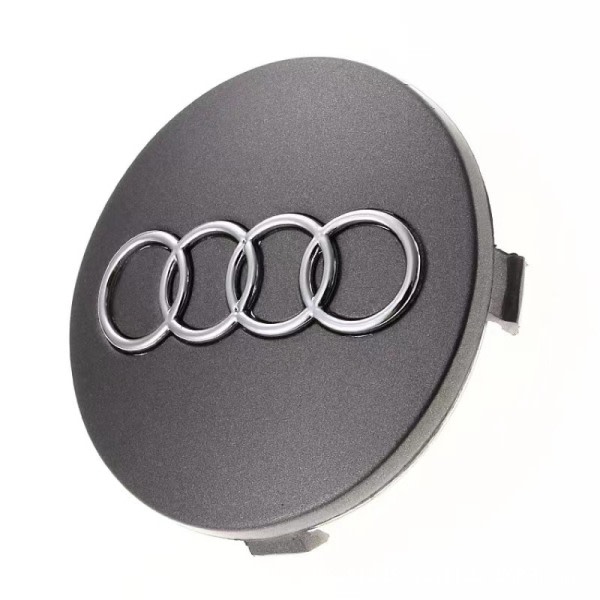 4 nya 60 mm grå Audi aluminiumfälgar, märken Emblem