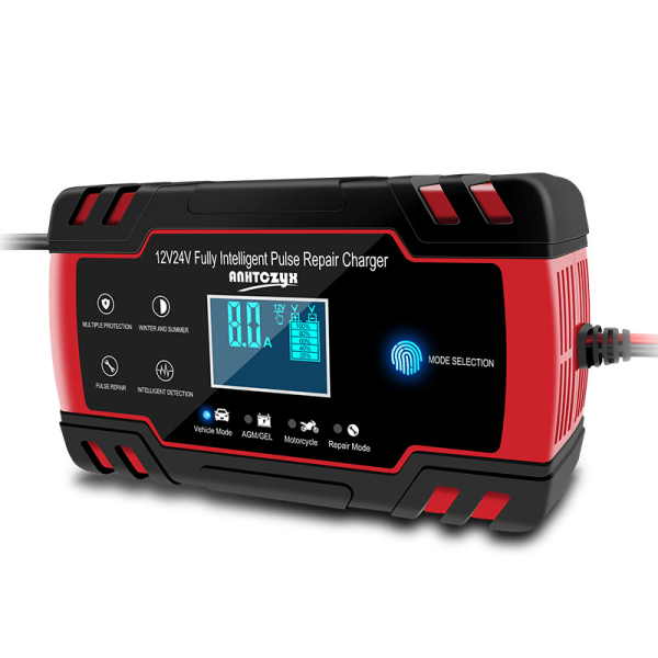 Galaxy Bilbatteriladdare, 8A 12V / 24V bilbatteriladdare, helautomatisk bilbatteriladdare ja LCD-näyttö Batteriladdare med flera skydd