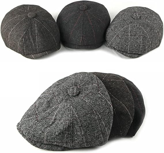 Newsboy Caps Justerbar Herringbone Baker Boy Flat Kepsar Skyddsmössa Tyg Cap for Menn