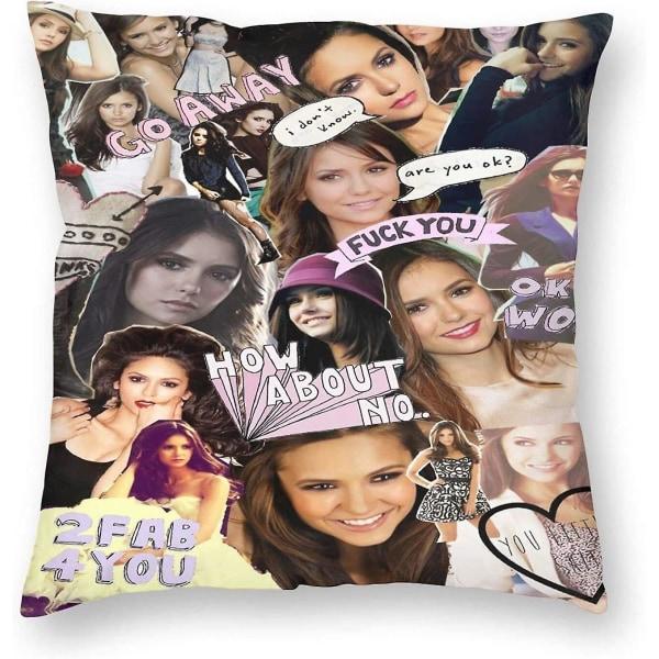 Vam-pire Di-aries-nina-dobrev Myk Firkantet Dekseltrekk for Hjemmedekor Pute Seng Sofa Sofa Bil 18\"x18\"