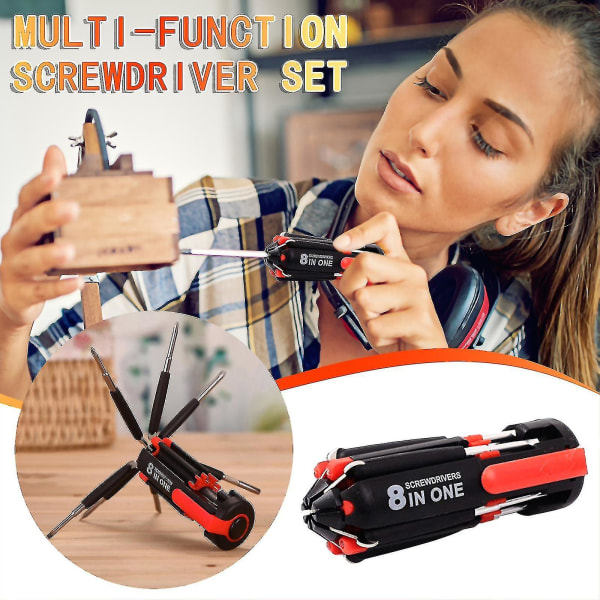 8-i-1 Skrutrekker Skrutrekker Phillips LED-lys Skrutrekker Multi-fun