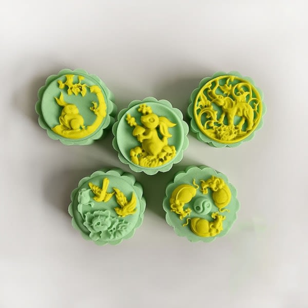 4-stil Månkakaform Blomma Midsommar Månkakaform Set pressad kaka null - C