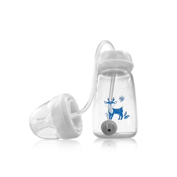 Håndfri 150 ml sutteflaske med bred hals, lyserød
