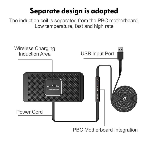 TG 15W Trådlös Billaddare Pad Silikon Cradle Dock för iPhone Samsung