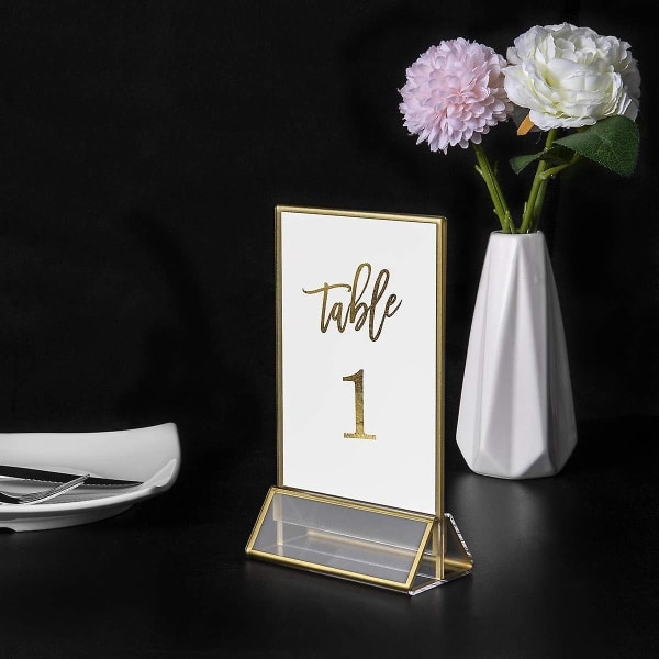 Akryyli Kulta Kehykset Nimi- ja Hintamerkkiteline 4x6, Kaksisivuinen Pöytä Menu Näyttöteline, Hääpöytä Numeroteline (6 Pakkaus)-