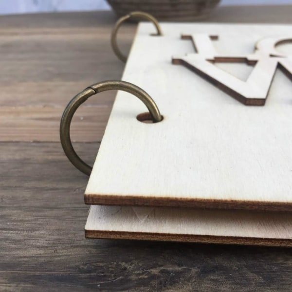 Rustik træ gæstebog til bryllup, forlovelse, scrapbooking