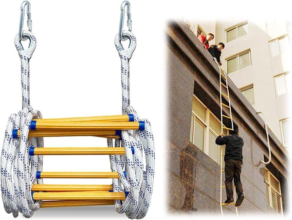 Portable Fire Escape Rope Ladder (Size: 3m/9.8ft), Quick Deployment, Soft Ladder for Adults to Escape Through Windows