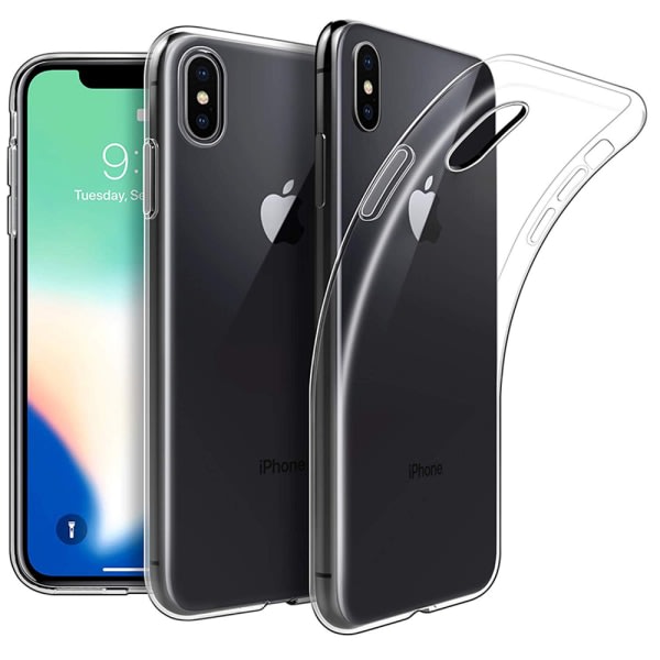 TG Iskunvaimennus Silikonikotelo Näytönsuojalla iPhone XS Max Läpinäkyvä