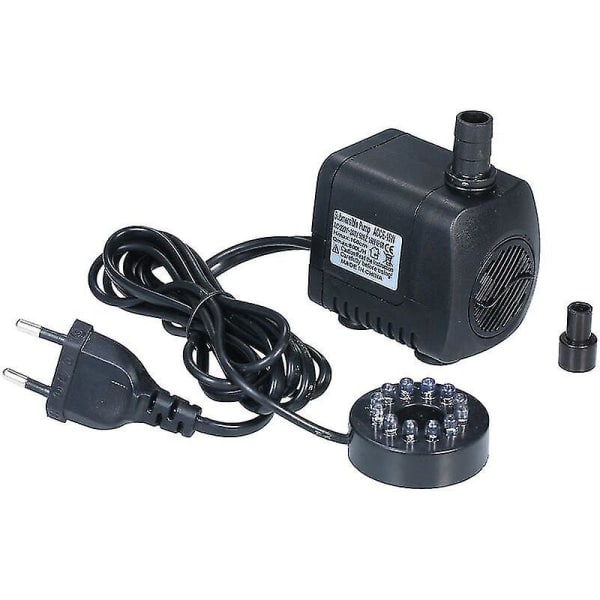 Akvaariopumppu LED-valoilla, upotettava pumppu 800l/h, erittäin hiljainen, akvaario, lampi, uima-allas, vesiputous, EU-pistoke - EU-pistoke