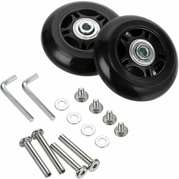 Sæt med 2 udskiftningshjul til kuffert med aksler Sort 40mm18mm Universalhjul til kuffert, DEBUNS