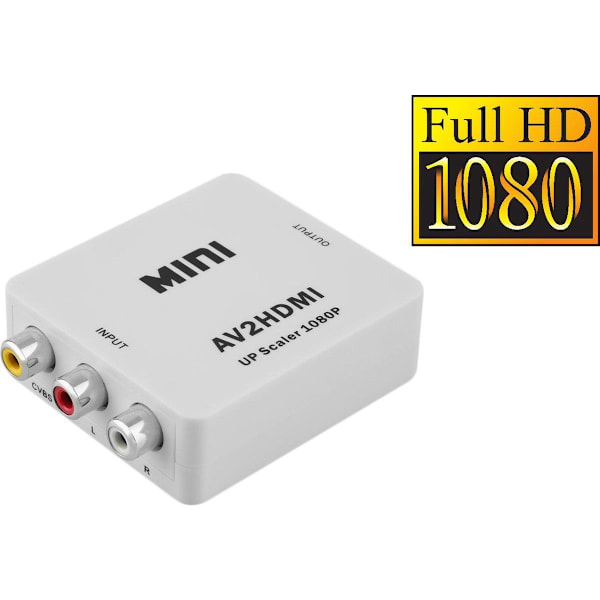 RCA til HDMI-adapter - AV til HDMI-konverter - Hvid