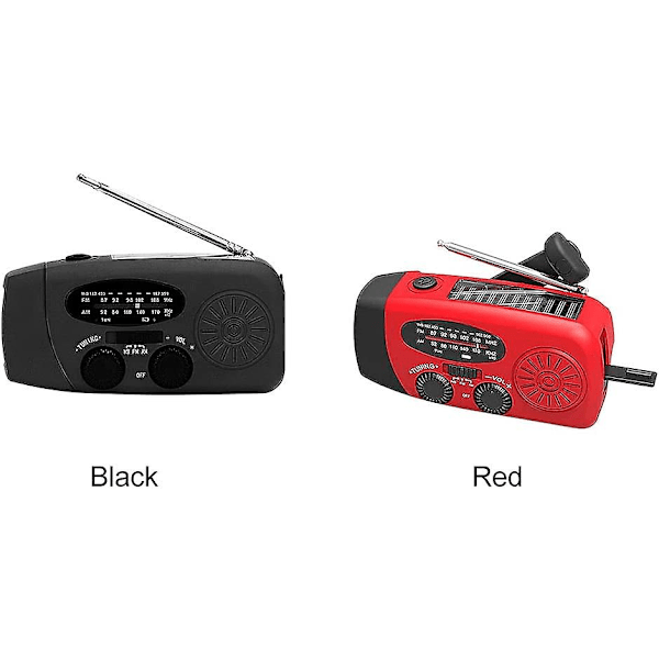 AM/FM Handvev & Solcellsradio, Bärbar Nödradio med LED-ficklampa, Väder