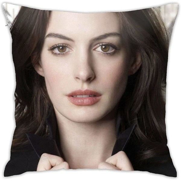 Anne Hathaway Tyynynpäällinen Tyynynpäällinen Pehmeä Peite Koristeellinen Tyyny Sohva Auto Neliömäinen Tyynynpäällinen Koti Sänky Deko (18x18in)